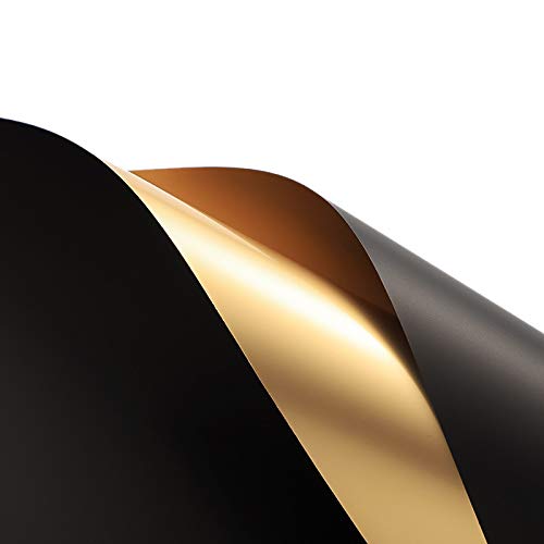 Papel de regalo de flores negras, 20 piezas de papel de regalo de rosas, papel de regalo floral, impermeable, arreglos florales dorados y negros,