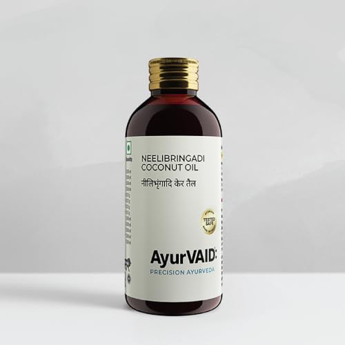 Image of Neelibringadi Coconut Oil 200 ml | Delays Premature Greying, Reduces Hair Fall & Boosts Shine | First & Only TESTED SAFE for Microbial Load | With Amla, Bhringaraj & Coconut Oil