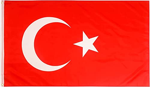 Aricona Drapeau Turquie 90x150cm – turc - résistant aux intempéries, avec œillets en laiton, 100% polyester, coutures doubles robustes et couleurs éclatantes – pour les passionnés de drapeaux