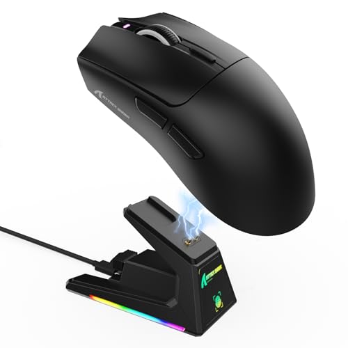 Image of ATTACK SHARK X1 Ultralight Tri Mode Wireless 40000 DPI Gaming Mouse-Black | Magnetic RGB Charging Dock,PixArt PAW3395 Pro Sensor,BT /2.4Ghz /Wired,1K Polling,Optical Micro Switch,Driver for PC Mac Gamer