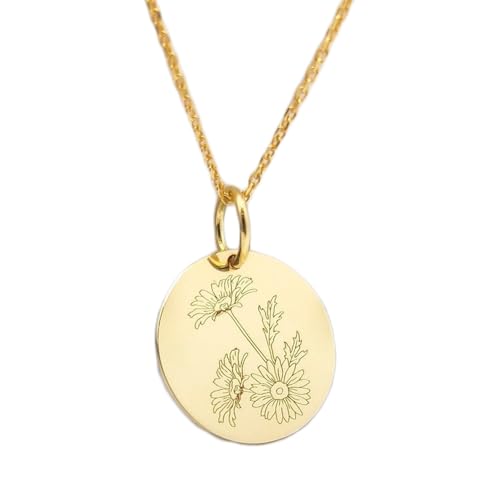 Pendentif pièce gravée marguerite LKBEADS finitions luxe argent sterling plaqué or