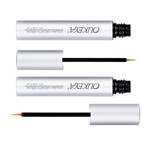 OUKEYA Eyelash Growth Serum, Effective Eyelash Serum for Longer, Thicker Eyelashes and Brows with a powerful, hypoallergenic formula that is safe and non-irritating [2Pack (0.17 FLoz each)]
