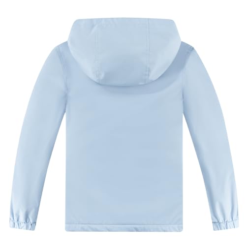 Image of Boys Girls Rain Jackets Waterproof Hooded Fleece Raincoats Lightweight Windbreakers for Kids