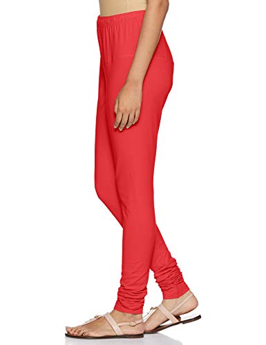 Image of Rupa Softline 4D Cotton Stretch Comfort Churidar Leggings for Women,All-Purpose Fashion for Western, Ethnic, Sporty, and Casual Wear - Full-Length, Solid Color, Pack of 1 Red