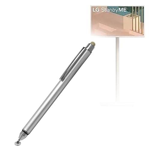 BoxWave Stylus Pen Compatible with LG StanbyME Portable Touch Screen Monitor (27 in) - DualTip Capacitive Stylus, Fiber Tip Disc Tip Capacitive Stylus Pen - Metallic Silver