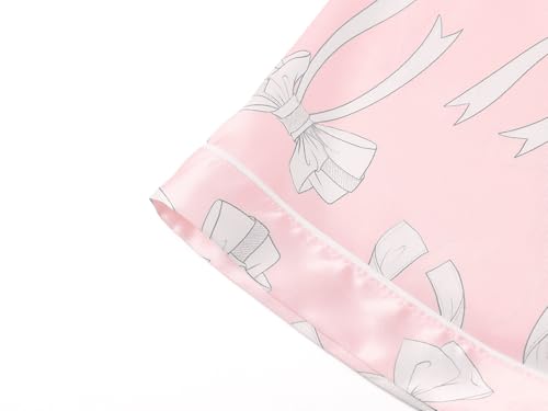 Image of Topgal Girls Satin Pajamas, Coat Style Silky Button Up, Size 6-16 | 2-Piece Button-Front Design; Easy Dressing; Relaxed Home Wear; Bedtime, Lounging, Sleepovers and Gifting
