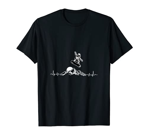Snowboarder Heartbeat Snowboarding Heart Beat Mountain Camiseta