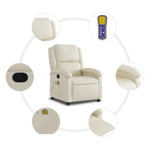 Gecheer Massagesessel mit Relaxfunktion, Kunstleder, Creme, Sessel Wohnzimmer Fernsehsessel Liegesessel für Entspannung Homeoffice Leseecke3205448 – Bild 7