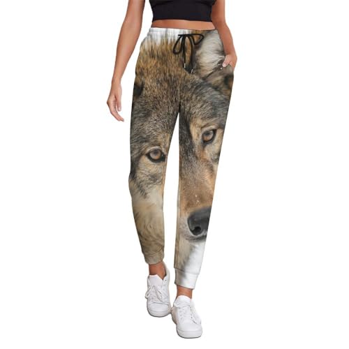Qjjinxior Pantalon de jogging Venise Italie, pantalon de survêtement pour femme avec cordon de serrage pour l'entraînement, le salon, le sport, Tête de loup...