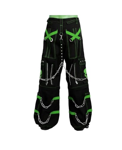 Gothic Bondage Green Skull Zip Off Pants Alternative Punk Rock Cyber Chain Goth Trouser2