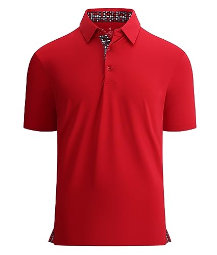 Alex Vando Mens Golf Shirt Moisture Wicking Quick-Dry Solid Short Sleeve Polo Shirts for Men