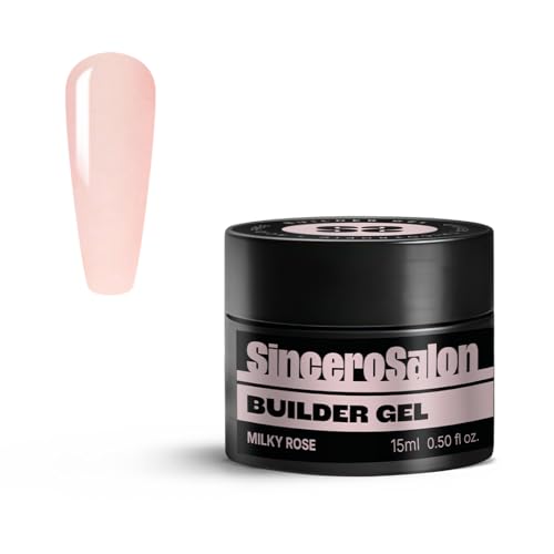 SINCERO SALON Aufbaugel für Gelnägel - Milky Rose - TPO-frei - UV Gel zur Nagelverlängerung und Modellage - Nail Art Gel Nagel - Versiegelungsgel für Gelnägel - 15ml