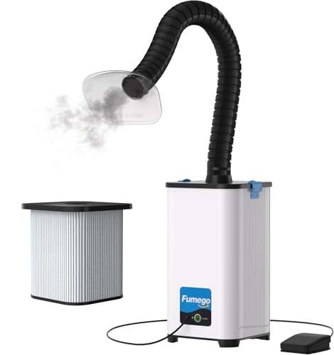 FUMEGO Solder Fume Extractor, 130W Power & 153 CFM(260m³/h), Fume Extractor with Pedal Switch and 3-in-1 Filter, Low-Noise Fume Extractor for Laser Cutter, Soldering, 3D Printing, XF250III