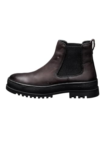 BLAUER USA F4IUKA02/LEA - Botas de hombre negras de piel engrasada, fondo de goma de roca con inserción elástica, T Moro, 44 EU