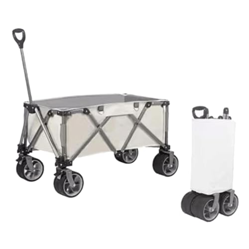HARIPYER Einkaufstrolley Faltbarer Wagenwagen Leichter Strandwagen Metallrahmen Hofwagen Camping Geländegängiger Gartenwagen Mit Griff Platzsparend