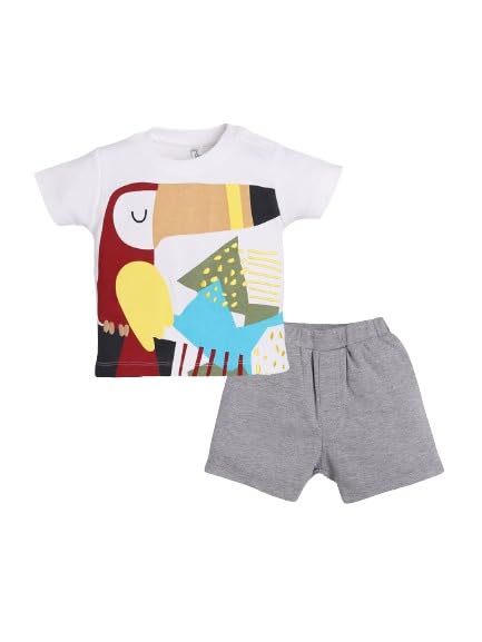 Image of BABY GO Baby Half sleeve clothes set for baby Boy 18-24 Months | Baby Cotton Dress /T-shirts pant set for baby boys (Grey)