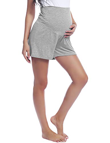Image of Joyaria Cooling Breathable Maternity Shorts Bamboo Viscose Super Soft Pregnancy Pajama Shorts Over The Belly Moisture Wicking
