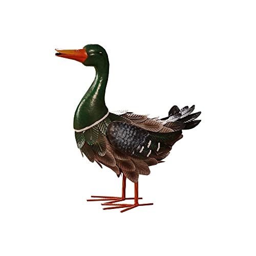 Garden Gear Metal Mallard Outdoor Garden Ornament Height 42cm Decorative Sculpture ideal for Patios Lawns flowerbeds Borders