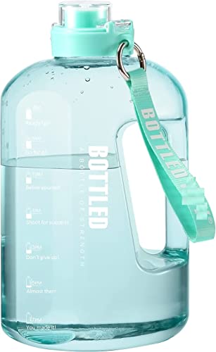 Image of 2000 Ml, 2500 Ml Sports Gallon water Bottle Motivational Time Marking Leak Proof Thunder for Fridge for Traveling, Sports, Gym, Camping, Hiking - (Blue - Orange)