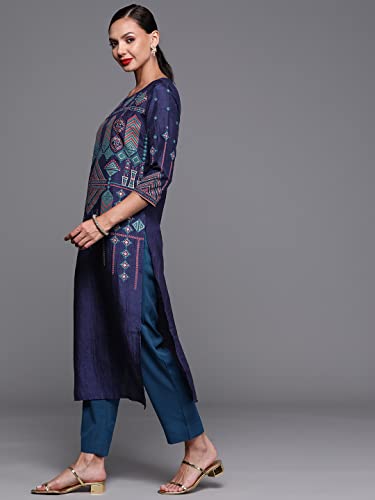 Image of INDO ERA Women Polyester Straight Fit Printed Straight Kurta (KT9NB8342)