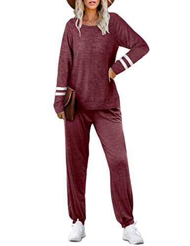 Image of Ekouaer Sweatsuits Womens Loungewear Set Tracksuit Long Sleeve Pajamas Set with Pockets 2 Piece Outfits Lounge Sets