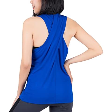 Lofbaz Workout Tank Tops for Women Yoga Clothes Womens Athletic Shirts Gym Exercise Running Active Fitness Sports Clothing Tanks Top Blue L Cover