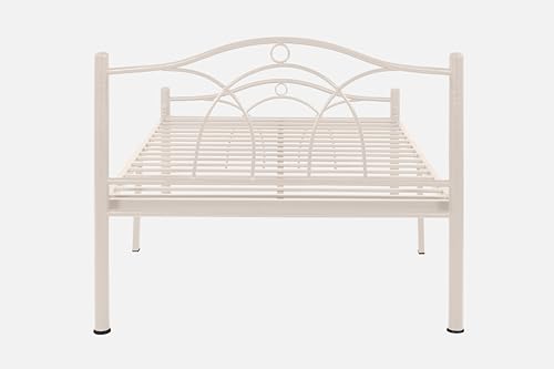 Image of Alto Metal Extra Single Size Bed Without Storage | Wrought Iron Single Bed with Headboard & Footboard| Sturdy Powder Coated Platform Cot for Bedroom (Alto Ivory)