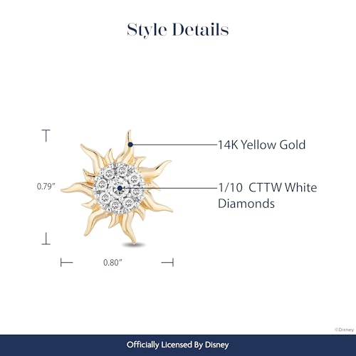 Jewelili Enchanted Disney Fine Jewelry 14k Yellow Gold 1/10 CTTW Diamond Rapunzel Sun Earrings3