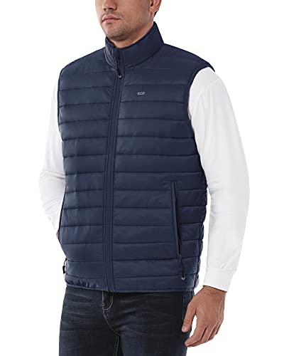 33,000ft Hommes Gilet matelassé Extérieur Packable Gilet bouffant hybride Gilet de sport avec col montant Veste sans manches pour hommes Course Golf équestre,Bleu foncé,S Cover