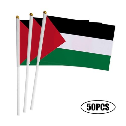 Drapeaux palestiniens à main lot de 10 ou 50 pièces sur bâton rond