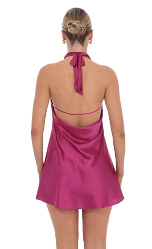 Short Halter Homecoming Dresses for Teens Sleeveless Satin Tight DAMA HOCO Dress HO582