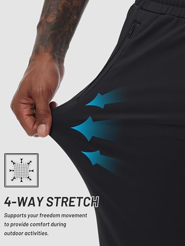 TACVASEN Men's Warm Sweatpants Winter Fleece Lined Water Resistant Pants Straight Leg with Zipper Pockets for Running4