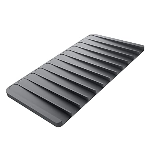 Kraus Self-Draining Silicone Dish Drying Mat or Trivet for Kitchen Counter in Dark Grey, KDM-10DG