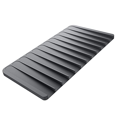 Image of Kraus KDM-10DG Kore Self-Draining Silicone Dish Drying Mat or Trivet for Kitchen Counter, Dark Grey