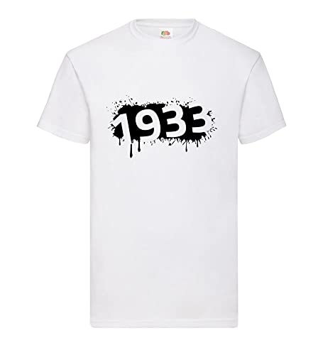T-shirt pour homme 1933 blanc grande taille XXXL idéal pour l'été décontracté