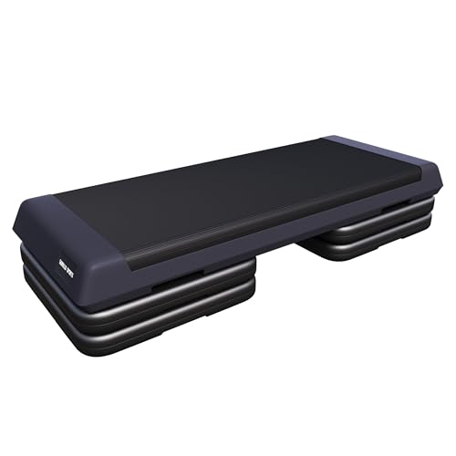 GORILLA SPORTS® Aerobic Steppbrett - mit 3 Stufen Höhenverstellbar, 10cm, 15cm, 20cm, rutschfest, bis 200kg, Schwarz/Grau - Stepper Fitness, Stepbench, Step Brett, für Zuhause, Trainingsgerät