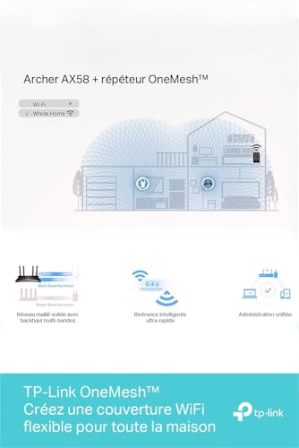 TP-Link Archer AX58 Routeur WiFi 6, Routeur WiFi AX 3000 Mbps bi-Bande, 5 Ports Gigabit, 4 antennes à Haute Performance, WPA3, Contrôle Parental, EasyMesh, Antivirus intégré