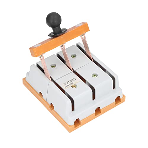 380V 100A Double Throw Knife Switch, 3 Pole Power Disconnect, Pure Copper Rail, PA Flame Retardant Housing, Industrial and Household Use