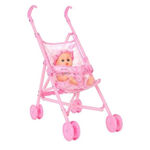 Carro de Cochecito de muñeca Infantil para bebé Plegable con muñeca para muñeca de 12 Pulgadas Barbie Mini Cochecito Juguetes Regalo Rosa fghfhfgjdfj