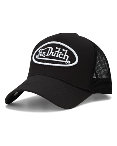 Von Dutch Unisex Trucker Hat - Retro Classic Solid Color Mesh Back Snapback Baseball Cap for Men & Women, Size One Size, Black/White