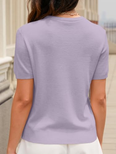 Image of DAIMIDY Women's Short Sleeve Sweaters Lightweight Summer Sweater Casual Knit Pullover Tops
