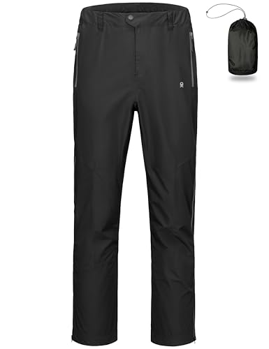 Little Donkey Andy Men's Packable Waterproof Rain Pants Windproof Lightweight Trousers for Hiking Outdoor Black M