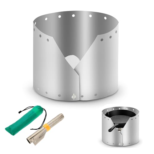 Lixada Ultralight Titanium Outdoor Camping Cooker Stove with Wind Shield Screen and Wind Proof Plate 19 cm