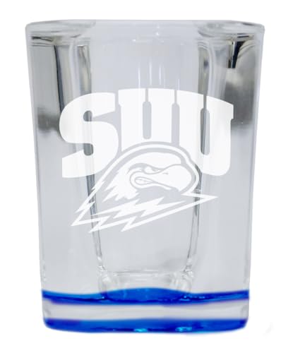 Vasos shot grabados 2 oz base azul pack 2