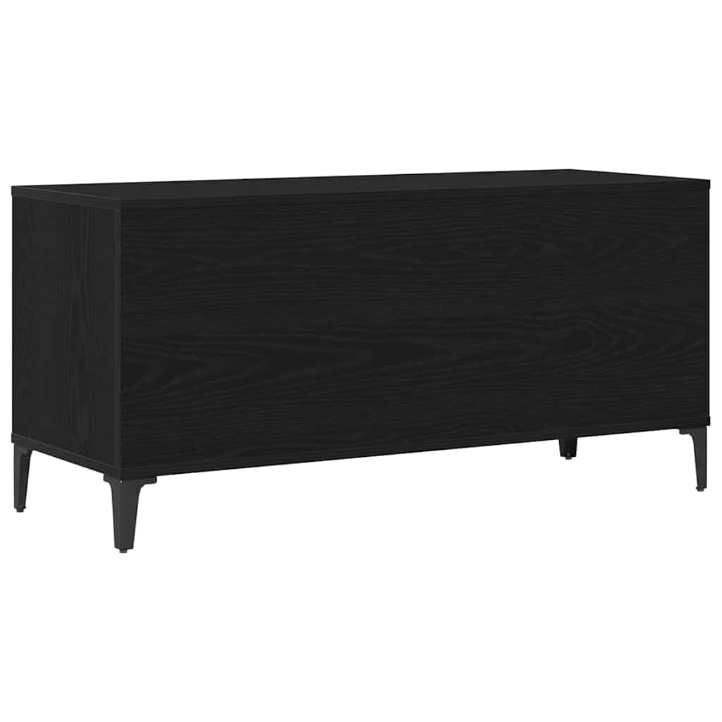 Générique Armadio dischi in vinile 100 x 38 x 48 cm, rovere nero, mobile salotto in vinile in legno di ingegneria con ampio stoccaggio, gambe in acciaio resistenti, design minimalista moderno.