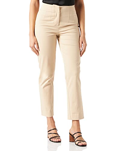 NAF - Pantaloni da Donna Palazzo, Beige Safari, 40