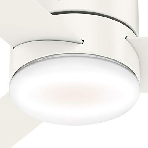 Image of Hunter Fan 44 inch White Low Profile Indoor Ceiling Fan with Light and Remote Control for Bedroom, Living Room /Family Room, Dining Room, Kitchen, Office (Renewed)