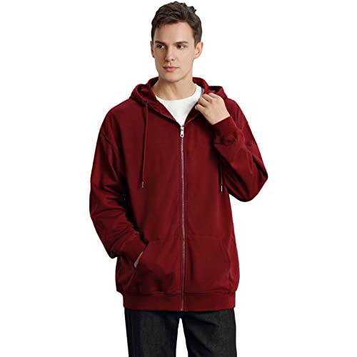 ANUFER Unisex Mens Womens Full Zip Cotton Hooded Sweatshirt Casual Hoodie Jacket with Pockets