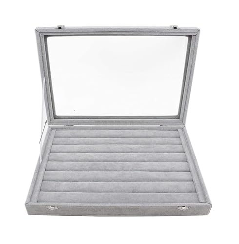 Joyeros con Tapa Transparente, Caja de Almacenamiento de joyería de Terciopelo Helado, Vitrina de Cristal for joyería, Caja de escaparate for Tienda Madre