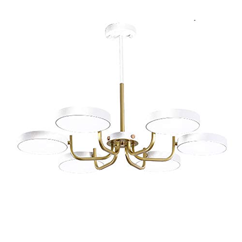 Lustre Moderne Mid Siècle Salon Chic Plafonnier Or et Blanc CRODY 6 Têtes Cuisine